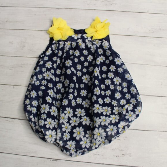 Blueberi Boulevard Baby Girl's Summer Bubble Romper Size 6-9 Months Daisy - Picture 2 of 6